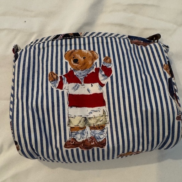 Ralph Lauren Handbags - Vintage y2k Ralph Lauren Polo Striped Bear Cosmetic Bag